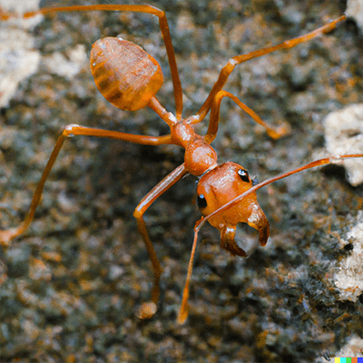 Red Ant on Soil Close Up
